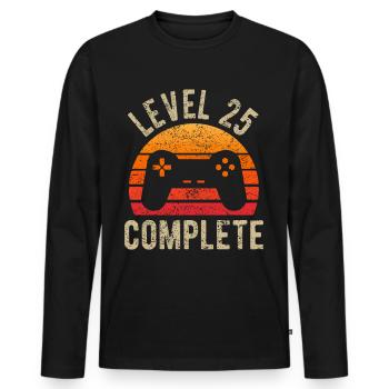 25. Geburtstag Geschenk Gamer 25 Jahre Level 25 - Männer Premium Bio Langarmshirt - Schwarz - Vorne - Nico (187cm)
