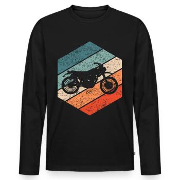 Motard Scrambler Retro 80s Biker Cadeau - T-shirt manches longues Premium bio Homme - noir - Devant - Nico (187cm)
