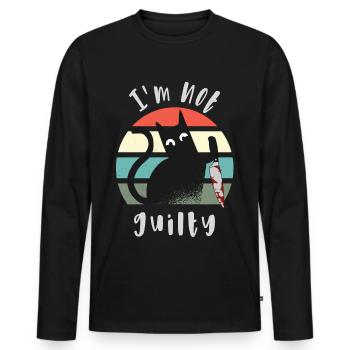 Je suis innocent, chat avec couteau - T-shirt manches longues Premium bio Homme - noir - Devant - Nico (187cm)