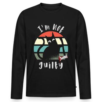 I'm not guilty, Innocent Cat with axe - Men's Premium Organic Long Sleeve Shirt - black - Front - Nico (187cm)