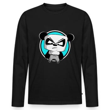 funny gaming panda PEW PEW gamer gambler - Men's Premium Organic Long Sleeve Shirt - black - Front - Nico (187cm)