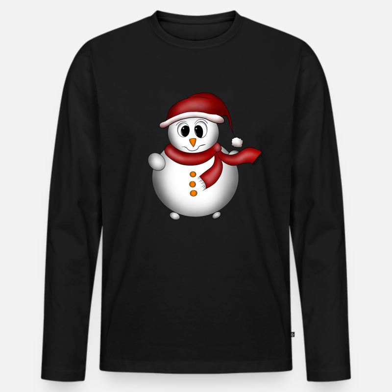 Schneemann - Männer Premium Bio Langarmshirt - Schwarz
