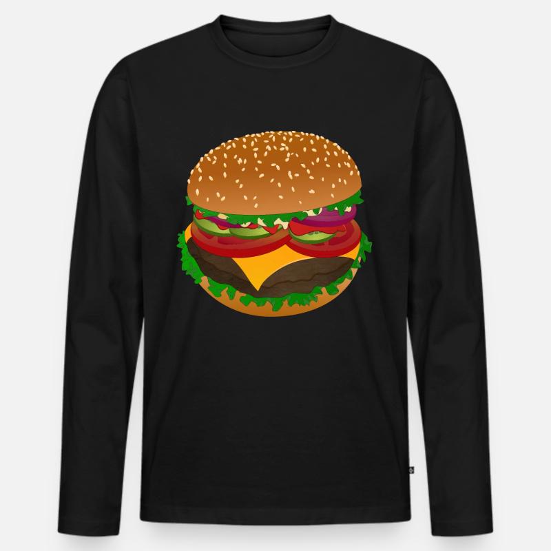 Leckerer Burger Genuss - Männer Premium Bio Langarmshirt - Schwarz