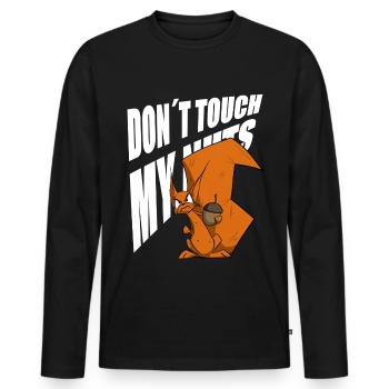 funny squirrel sayings men comic shirt - Men's Premium Organic Long Sleeve Shirt - black - Front - Nico (187cm)