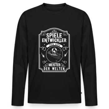 Spieleentwickler Meister der Welten Game Dev - Männer Premium Bio Langarmshirt - Schwarz - Vorne - Nico (187cm)