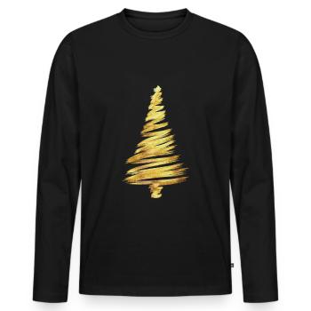 Golden Christmas Tree Christmas Xmas - Men's Premium Organic Long Sleeve Shirt - black - Front - Nico (187cm)