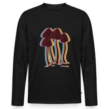 Surreal Magical Mushrooms Goth Punk Hallimasch - Men's Premium Organic Long Sleeve Shirt - black - Front - Nico (187cm)