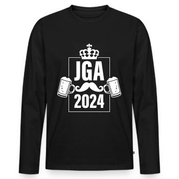 Enterrement de vie de garçon Enterrement de vie de garçon 2024 - T-shirt manches longues Premium bio Homme - noir - Devant - Nico (187cm)