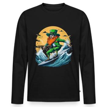 Surf de trèfle de la Saint-Patrick - T-shirt manches longues Premium bio Homme - noir - Devant - Nico (187cm)
