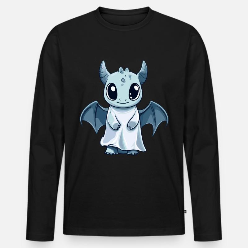 Drache Halloween Comic Geist - Männer Premium Bio Langarmshirt - Schwarz