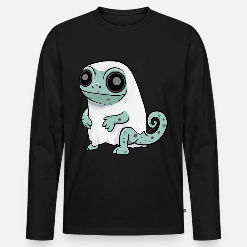 Chameleon Halloween Comic Geist - Männer Premium Bio Langarmshirt - Schwarz