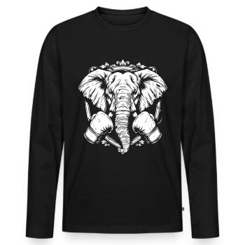 Éléphant Boxer Fighter - T-shirt manches longues Premium bio Homme - noir - Devant - Nico (187cm)