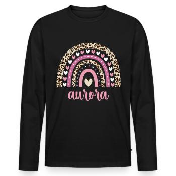 Aurora Regenbogen Name Geburtstag Aurora - Männer Premium Bio Langarmshirt - Schwarz - Vorne - Nico (187cm)