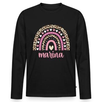 Marina Regenbogen Name Geburtstag Marina - Männer Premium Bio Langarmshirt - Schwarz - Vorne - Nico (187cm)