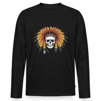 Indischer Schädel - Männer Premium Bio Langarmshirt - Schwarz - Vorne - Nico (187cm)