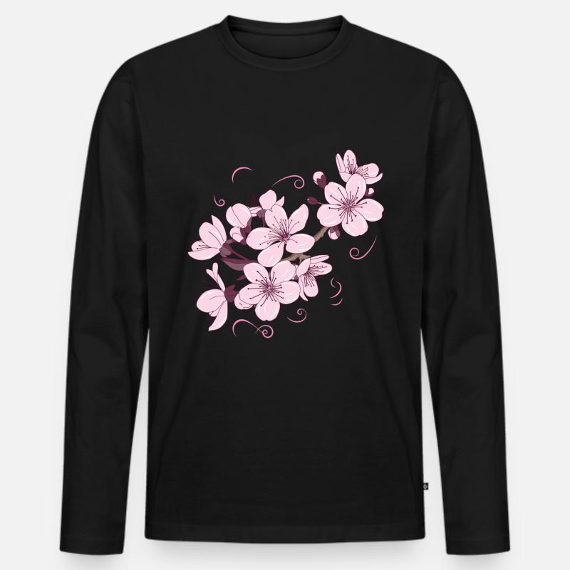 Blume Japanisch Cooles Geschenk - Männer Premium Bio Langarmshirt - Schwarz