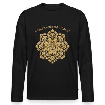 Hindouisme Mandala symbole Savourer la vie Cooles - T-shirt manches longues Premium bio Homme - noir - Devant - Nico (187cm)