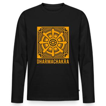 Buddhism Dharmachakra Wheel Sacred Symbol - Men's Premium Organic Long Sleeve Shirt - black - Front - Nico (187cm)