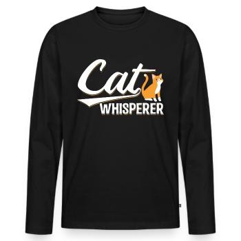 Cat Whisperer Funny Gift - Men's Premium Organic Long Sleeve Shirt - black - Front - Nico (187cm)