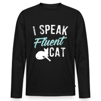 I speak fluently Cat Funny gift - Men's Premium Organic Long Sleeve Shirt - black - Front - Nico (187cm)