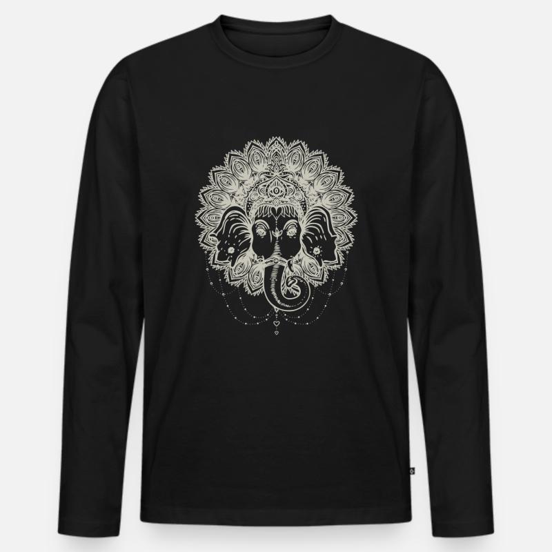 Sak Yant Thai Tattoo Elefant Cooles Geschenk - Männer Premium Bio Langarmshirt - Schwarz