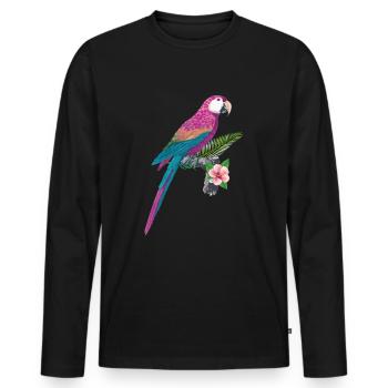 Parrot Ara Bird Ornithologist Cool Gift - Men's Premium Organic Long Sleeve Shirt - black - Front - Nico (187cm)