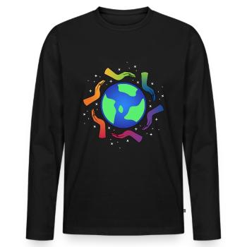 Tolérance Mains Cohésion Cadeau cool - T-shirt manches longues Premium bio Homme - noir - Devant - Nico (187cm)