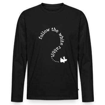 Suis le lapin blanc - T-shirt manches longues Premium bio Homme - noir - Devant - Nico (187cm)