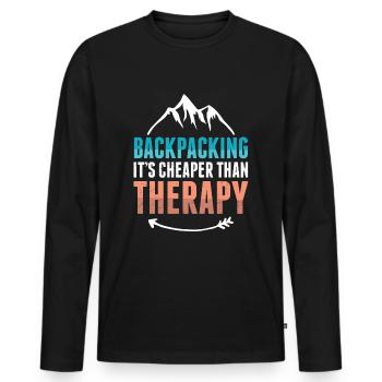 Backpacker Therapie - Männer Premium Bio Langarmshirt - Schwarz - Vorne - Nico (187cm)