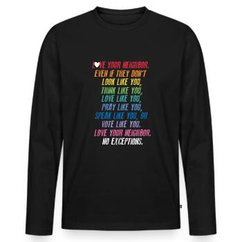 Tolérance - T-shirt manches longues Premium bio Homme - noir - Devant - Nico (187cm)