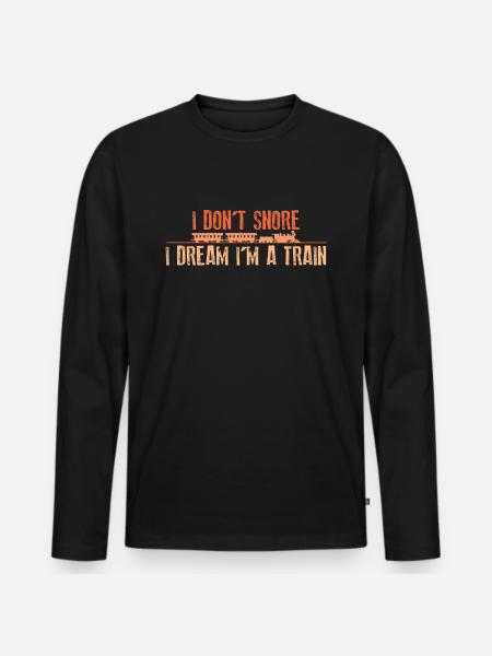 Snoring Funny Train Dreaming - Men's Premium Organic Long Sleeve Shirt - black