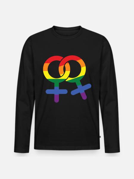 LGBT lesbisk kvindelig gavesymbol - Premium økologisk langærmet T-shirt til mænd - sort