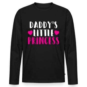 Papa petite princesse coeur fille cadeau - T-shirt manches longues Premium bio Homme - noir - Devant - Nico (187cm)