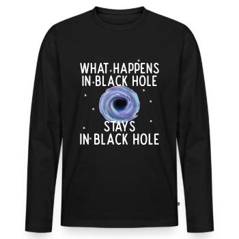 Trou noir What happens stays - T-shirt manches longues Premium bio Homme - noir - Devant - Nico (187cm)