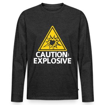 Alarme d’explosion Attention Bouclier - T-shirt manches longues Premium bio Homme - anthracite chiné - Devant - Nico (187cm)