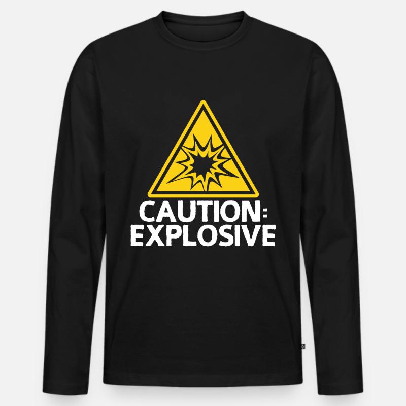 Alarme d’explosion Attention Bouclier - T-shirt manches longues Premium bio Homme - noir