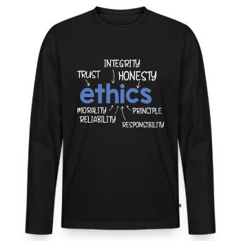Éthique Mot Description - T-shirt manches longues Premium bio Homme - noir - Devant - Nico (187cm)