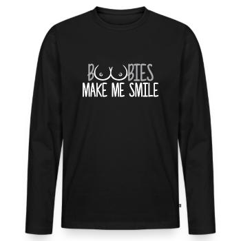 Breasts Boobs Boobies make me smile - Men's Premium Organic Long Sleeve Shirt - black - Front - Nico (187cm)