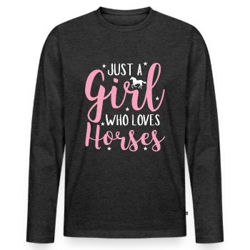 Fille aime les chevaux amoureux des chevaux - T-shirt manches longues Premium bio Homme - anthracite chiné - Devant - Nico (187cm)