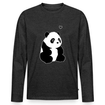Panda - T-shirt manches longues Premium bio Homme - anthracite chiné - Devant - Nico (187cm)