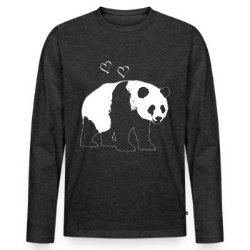 Panda Ours géant Mignon - T-shirt manches longues Premium bio Homme - anthracite chiné - Devant - Nico (187cm)