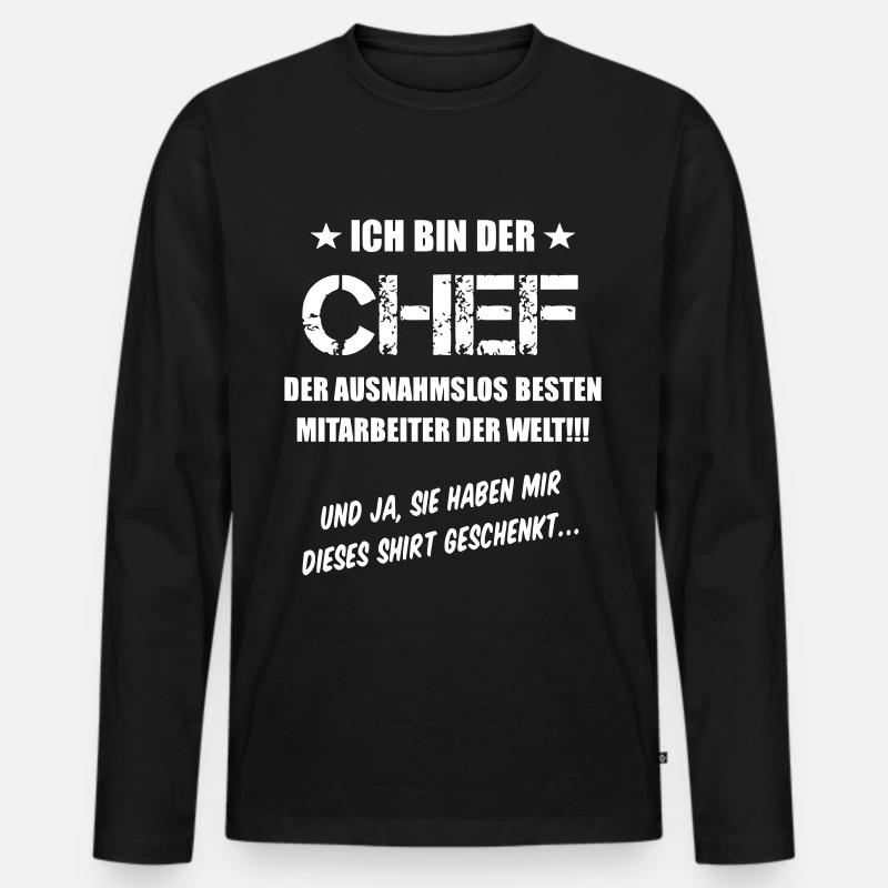 Ich bin Chef der ausnahmslos besten Mitarbeiter - Männer Premium Bio Langarmshirt - Schwarz