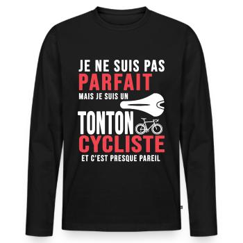 tonton cycliste humour vélo velo vélos velos - T-shirt manches longues Premium bio Homme - noir - Devant - Nico (187cm)