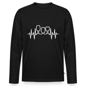 Vin Coeur Battements de vin - T-shirt manches longues Premium bio Homme - noir - Devant - Nico (187cm)