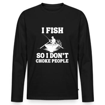 I Fish So I Don't Choke People Funny Fishing - T-shirt manches longues Premium bio Homme - noir - Devant - Nico (187cm)