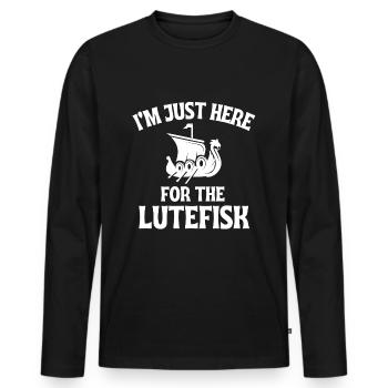 I'm Just Here for the Lutefisk Nordic Lutefisk - Männer Premium Bio Langarmshirt - Schwarz - Vorne - Nico (187cm)