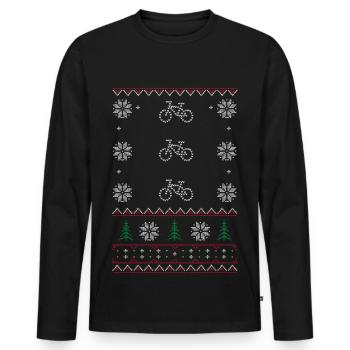 Ugly Xmas Sweaters Cycle - Männer Premium Bio Langarmshirt - Schwarz - Vorne - Nico (187cm)
