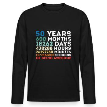 50th Birthday - 1970 Vintage Classic 70s Gift - Men's Premium Organic Long Sleeve Shirt - black - Front - Nico (187cm)