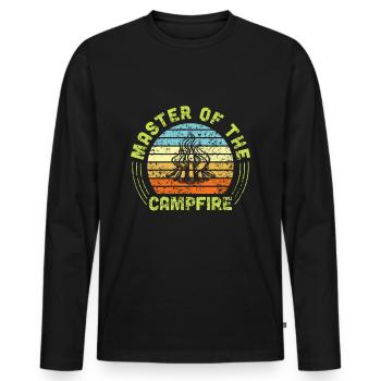 Master Of The Campfire Camping Camper Gift - Men's Premium Organic Long Sleeve Shirt - black - Front - Nico (187cm)