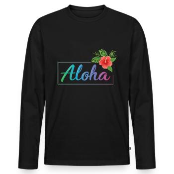Hawaii Surf Mahalo Aloha USA île de Maui cadeau - T-shirt manches longues Premium bio Homme - noir - Devant - Nico (187cm)